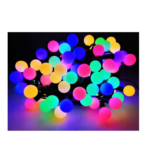Vianočná reťaz LED 100L prepájacia zásuvka programátor guľka MultiColor
