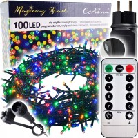 Vianočná reťaz 100L prepájacia zásuvka, programátor, časovač diaľkové ovládanie - Multicolor