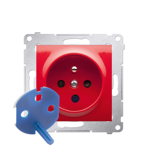 Jedno zásuvka DATA s oprávňujúcim kľúčom pre rámčeky Nature pre rámčeky Premium (prístroj s krytom) 16A 250V, skrutkové svorky, červený