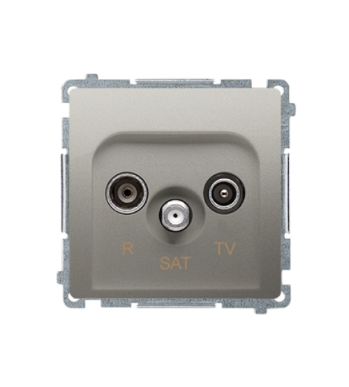 Anténná zásuvka R-TV-SAT priechodná tlm.:10dB saténový, metalizovaný