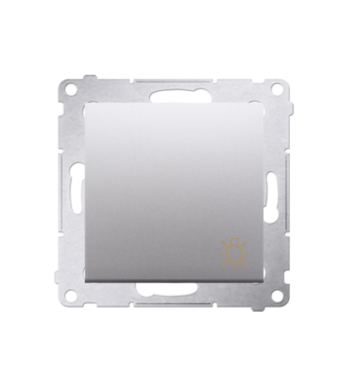 Tlačidlo "svetlo", radenie č. 1/0 (prístroj s krytom) 16AX 250V, skrutkové svorky, strieborná matná