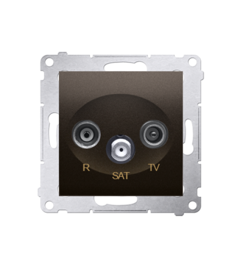 Anténná zásuvka R-TV-SAT priechodná tlm.:10dB hnedá matná