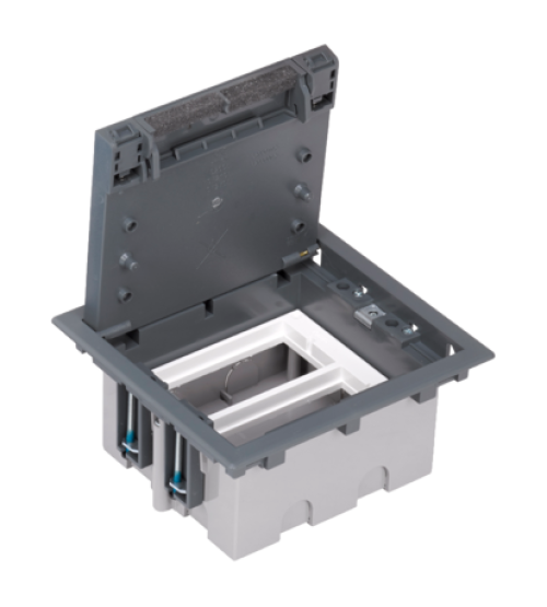 Podlahová krabica SF obdĺžnikový 4×K45 2×S500 93mm128mm sivá