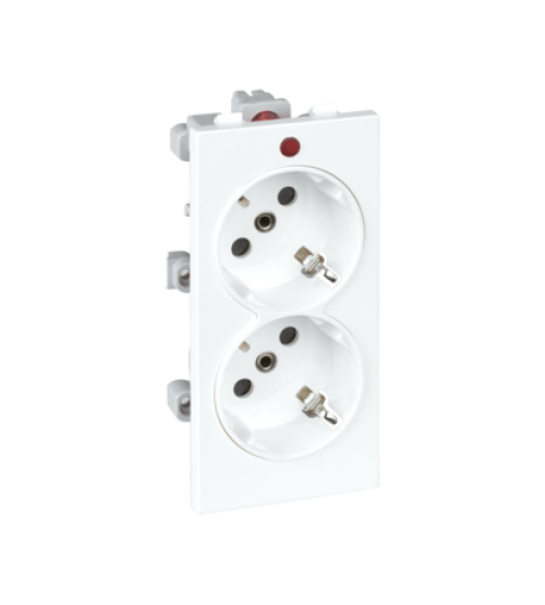 Dvojzásuvka CIMA SCHUKO s napäťovou signalizáciou 16A 250V skrutkové svorky 108×52mm čisto biela