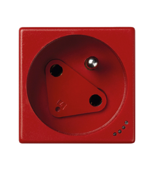 Zásuvka K45 DATA s uzemňovacím kolíkom s napäťovou signalizáciou 16A 250V skrutkové svorky 45×45mm červený