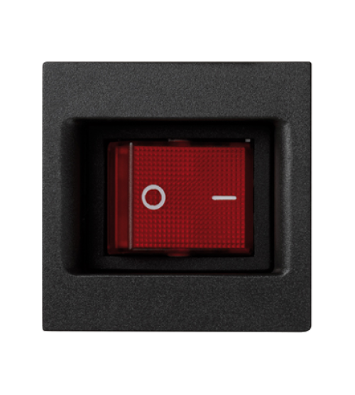 Dvojpólový spínač, radenie č. 2S K45 so signalizáciou zopnutia farba: červený 16AX 250V 45×45mm grafitovo-sivá