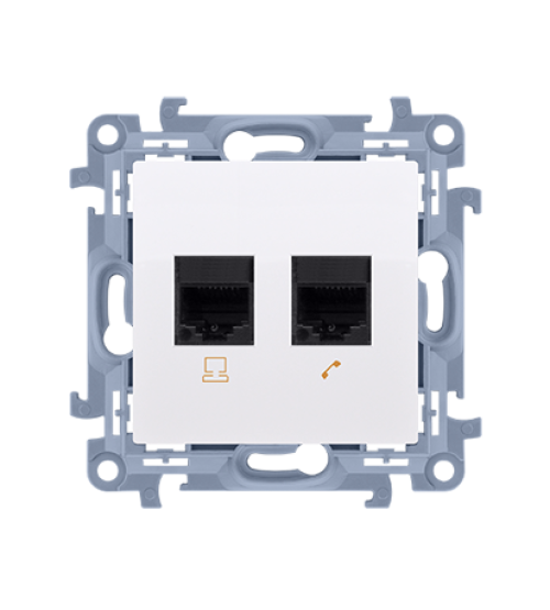 Počítačová zásuvka RJ45 kategórie 6 + telefonická RJ11 biela