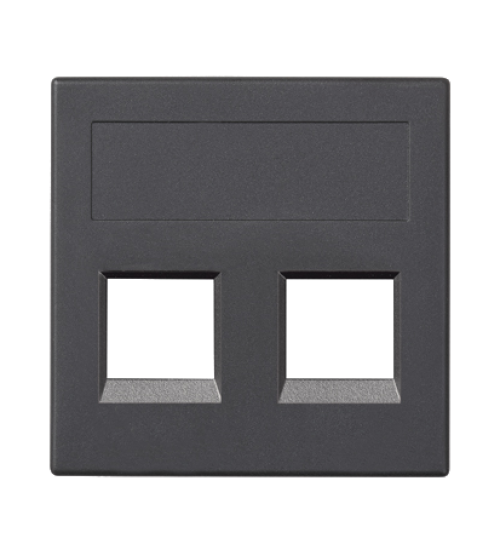 Kryt dátovej zásuvky SIMON 500 keystone dvojitý bez krytu plocha univerzálny 50×50mm grafitovo-sivá