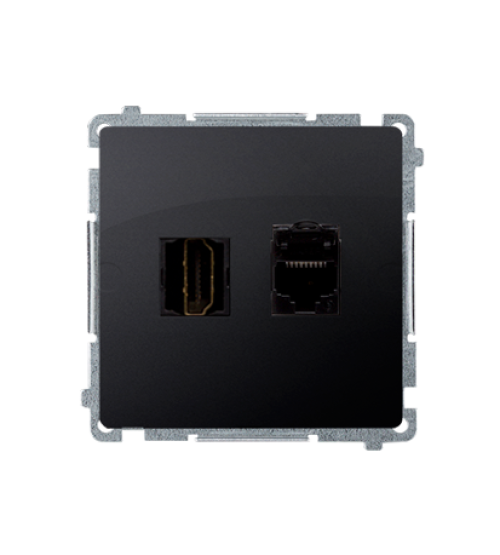 Zásuvka HDMI + počítačová RJ45 kat. 6 grafit mat. metalizovaný