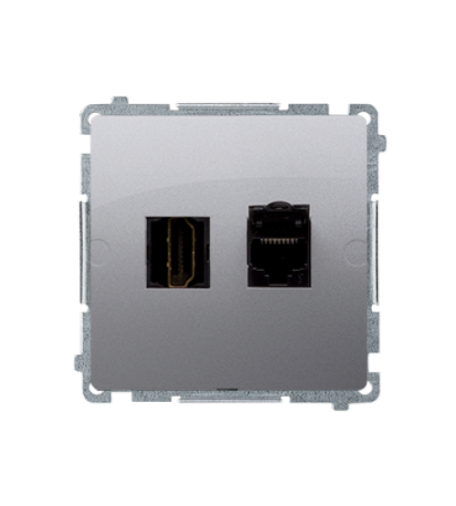 Zásuvka HDMI + počítačová RJ45 kat. 6 strieborná matná