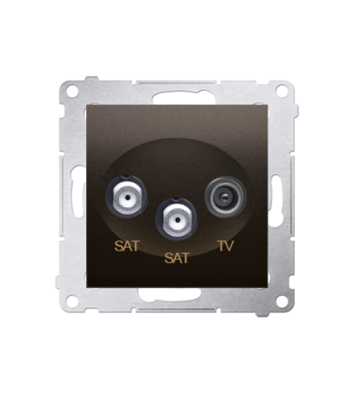 Anténna zásuvka SAT-SAT-RTV dvojitá satelitná tlm.:1dB hnedá matná