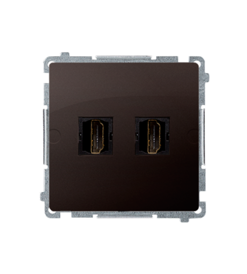 Zásuvka HDMI dvojitá čokoládový mat. metalizovaný