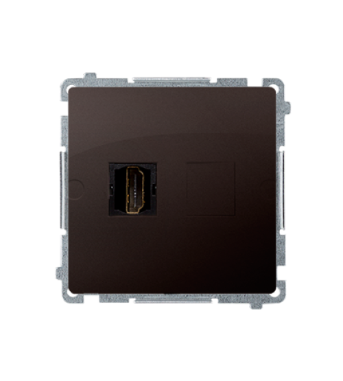 Zásuvka HDMI jednoduchá čokoládový mat. metalizovaný