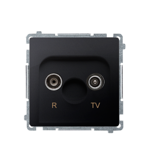Anténna zásuvka R-TV ukončená do priechodných zásuviek tlm.:10dB grafit mat. metalizovaný