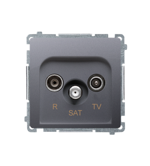 Anténná zásuvka R-TV-SAT priechodná tlm.:10dB nerez, metalizovaný