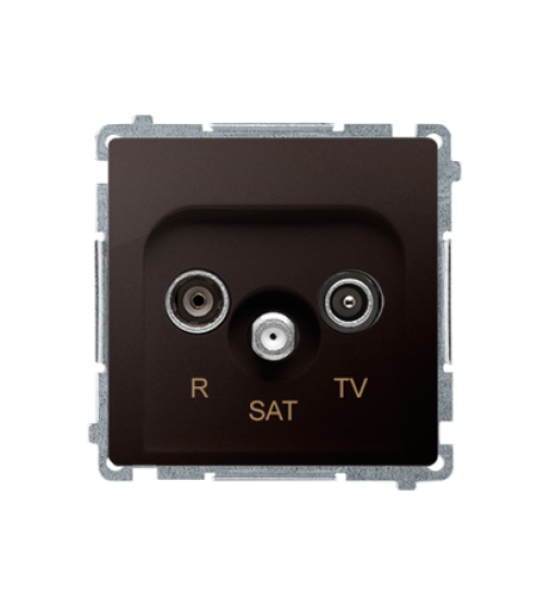 Anténná zásuvka R-TV-SAT priechodná tlm.:10dB čokoládový mat. metalizovaný