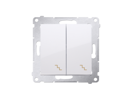 Striedavý prepínač dvojitý s podsvietením LED, radenie č. 6+6 So (prístroj s krytom) 10AX 250V, skrutkové svorky, biela
