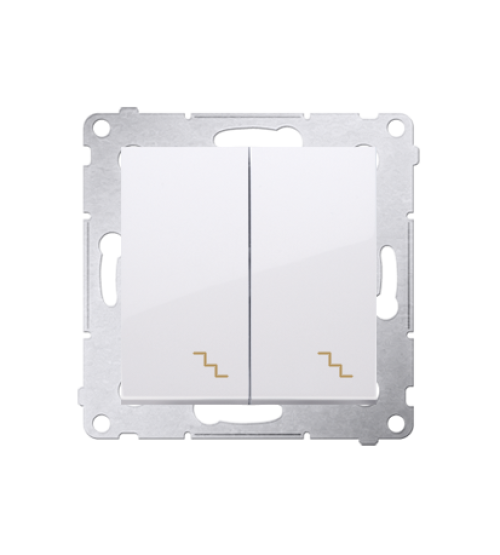 Striedavý prepínač dvojitý s podsvietením LED, radenie č. 6+6 So (prístroj s krytom) 10AX 250V, skrutkové svorky, biela