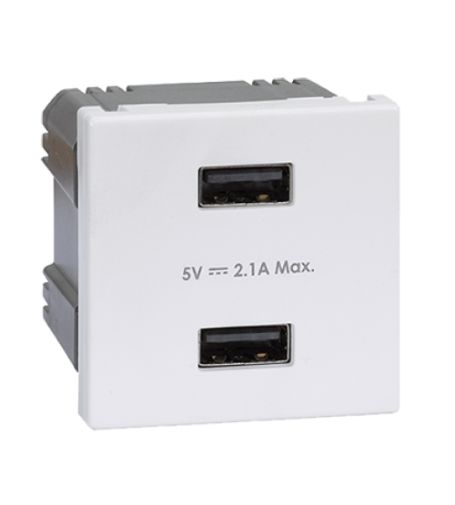 Nabíjačka USB K45 USB 2.0 - A 5V DC 2,1A 45×45mm čisto biela