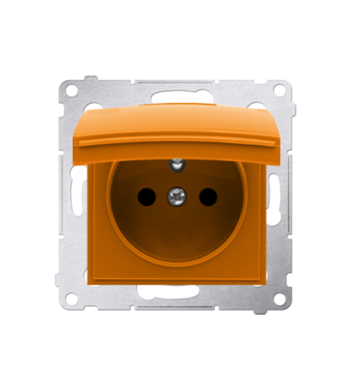 Kryt zásuvky s uzemnením - pre verziu IP44 - klapka vo farbe krytu oranžový