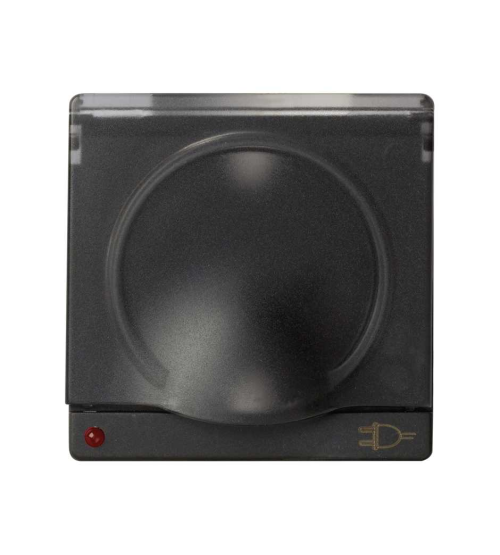 Kryt jednoduchej zásuvky s uzemnením typu Schuko kryt s klapkou a indikátorom napájania pre zásuvku Schuko grafit